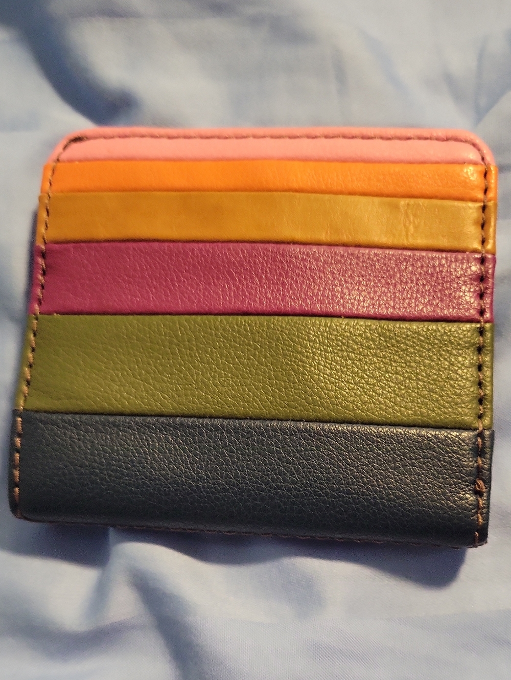 Gossil Multicolor Leather Card Holder Wallet - Rainbow Stripe